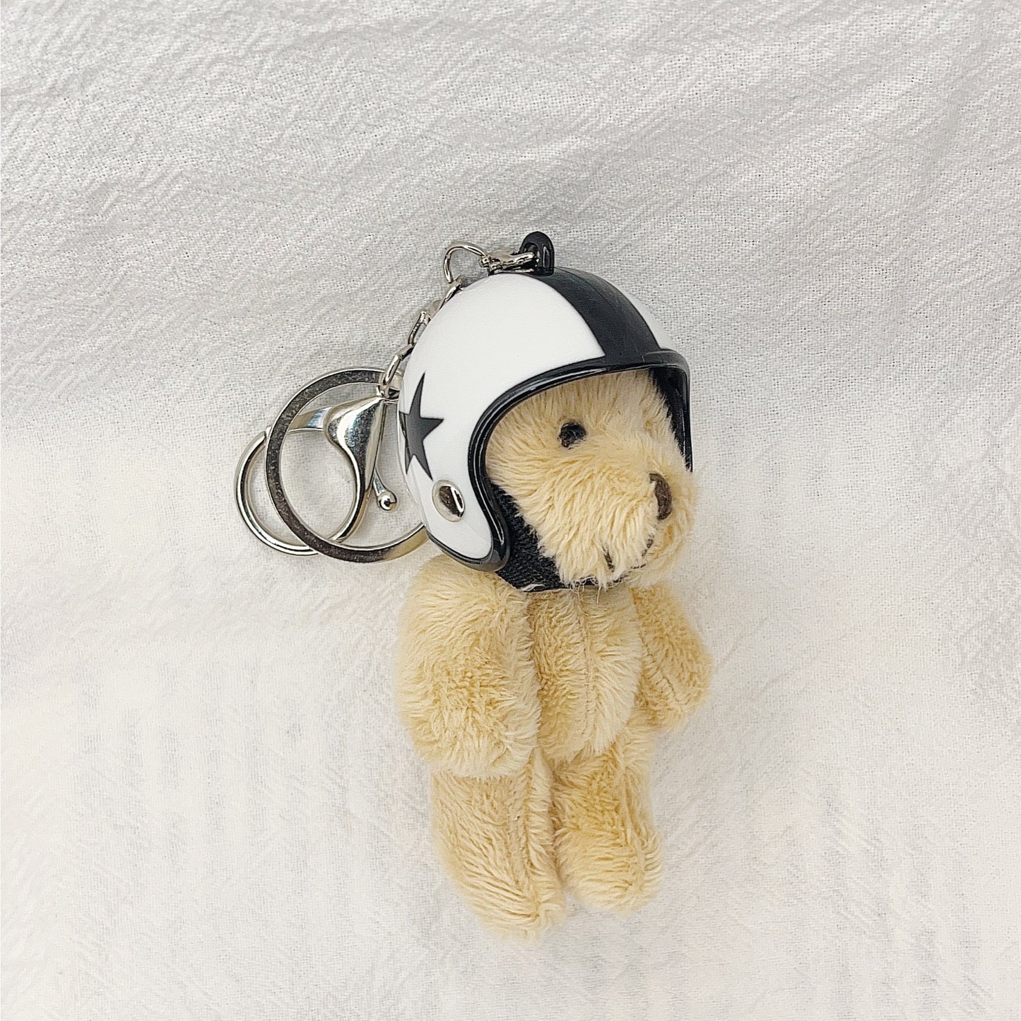 South Korea Ins Cute Motorcycle Helmet Bear Pendant Plush Key Chain