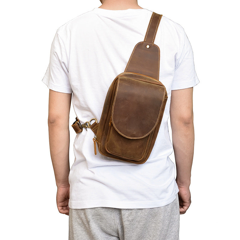Men's Leather Chest Sports Bag