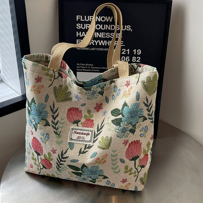 Schulterhandtasche aus Canvas mit großem Fassungsvermögen