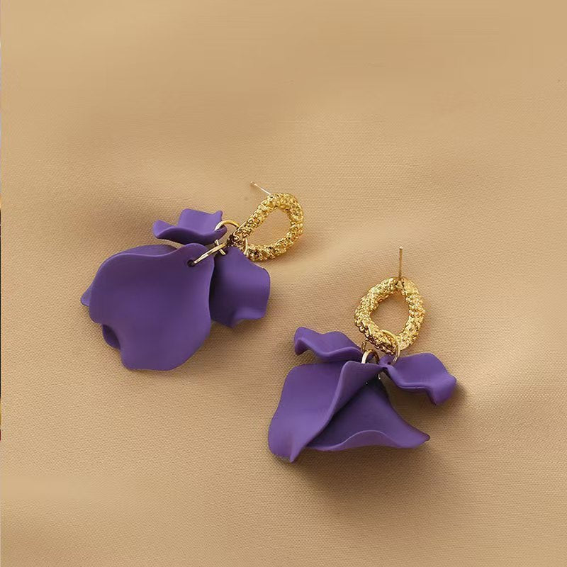 Petal Earrings Niche Design Advanced Cold Wind