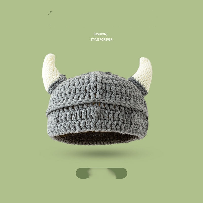 Cartoon Cute Handmade Funny Woolen Knitted Hat Internet Celebrity Same Style Personalized Swing Wool Headgear