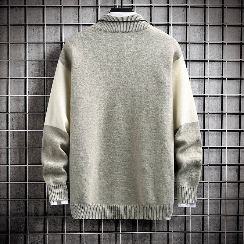 Sweater Men's Thickened Mink Velvet Loose Knit Shirt Mid-neck Line Clothing