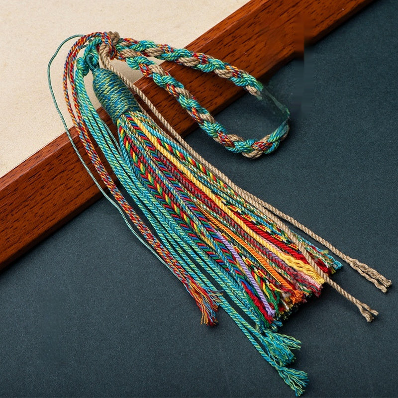 Tibetan Style Hand-made Cotton Threads Woven Tassel Hand Piece Rope Crafts Beeswax Car Ornaments