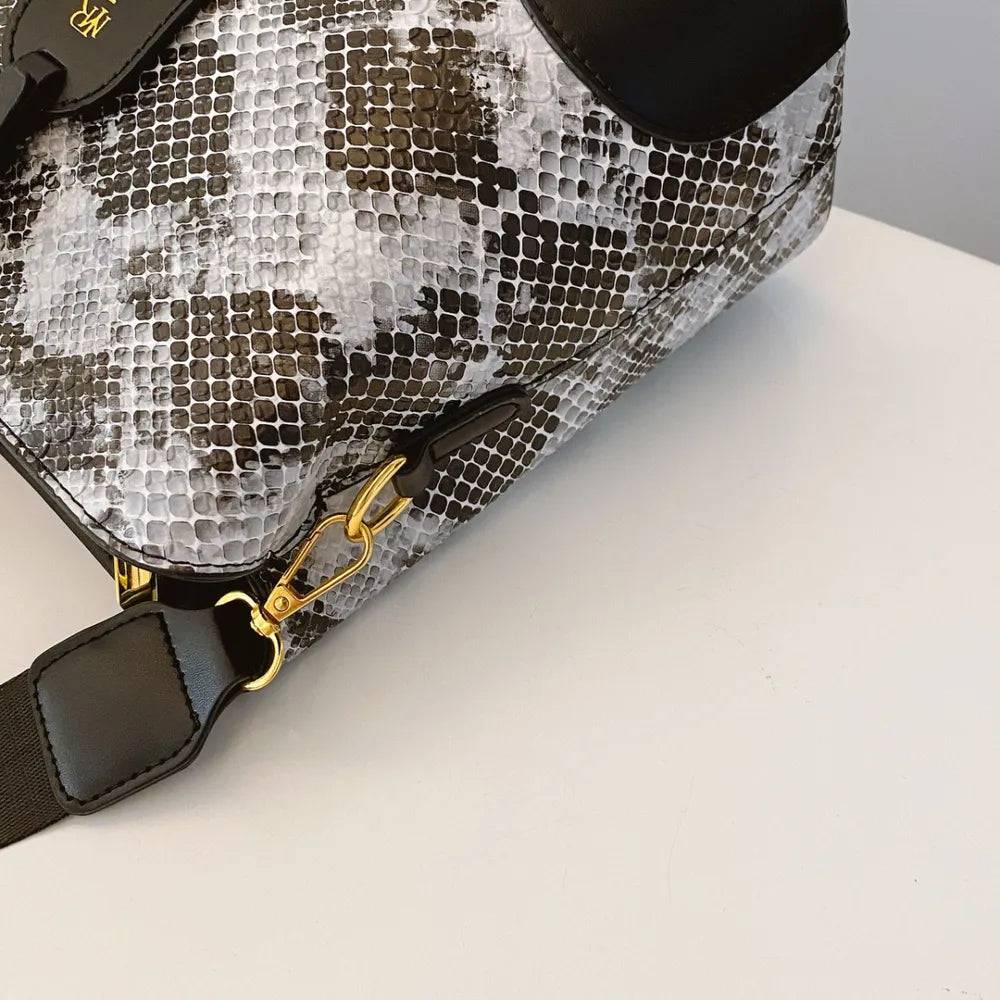 Fierce Snake Print Shoulder Bag