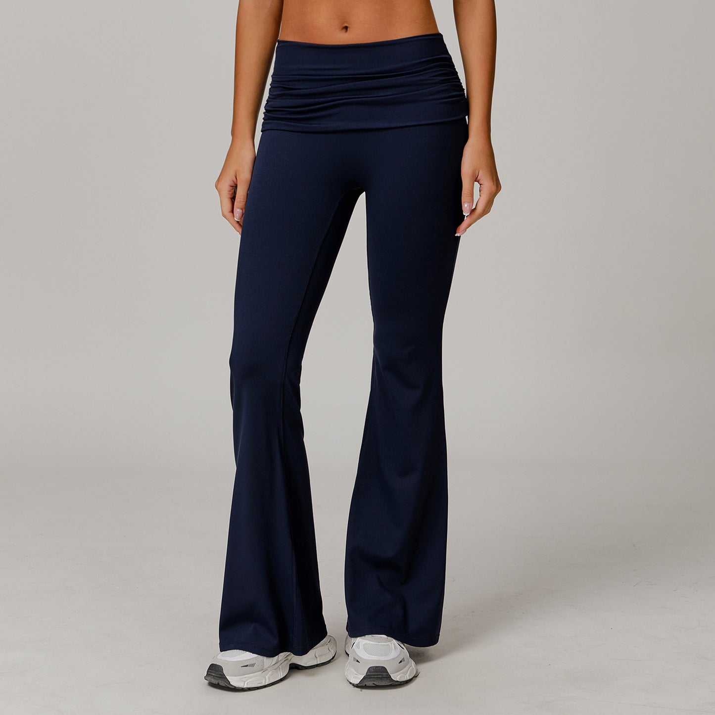 Pantalones de yoga de secado rápido, estilo europeo y americano, con realce de cadera, informales, de pierna ancha y tacto nude.