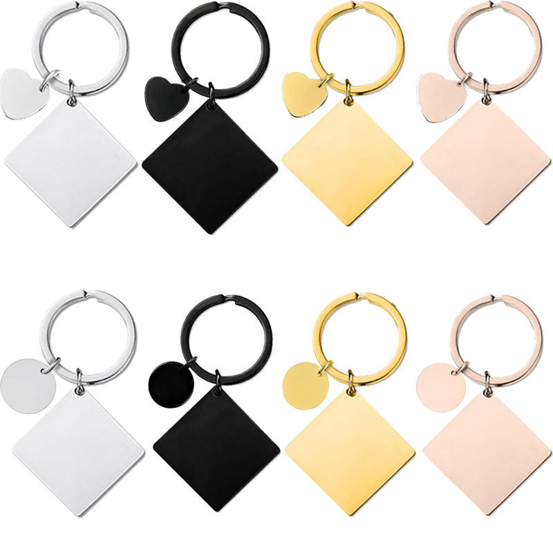 Metal Keychains Square Accessories Holiday Gift Metal Lettering Keychain