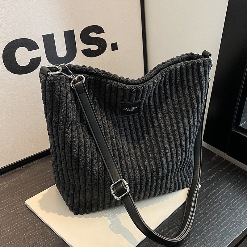 Versatile Corduroy Shoulder Bag