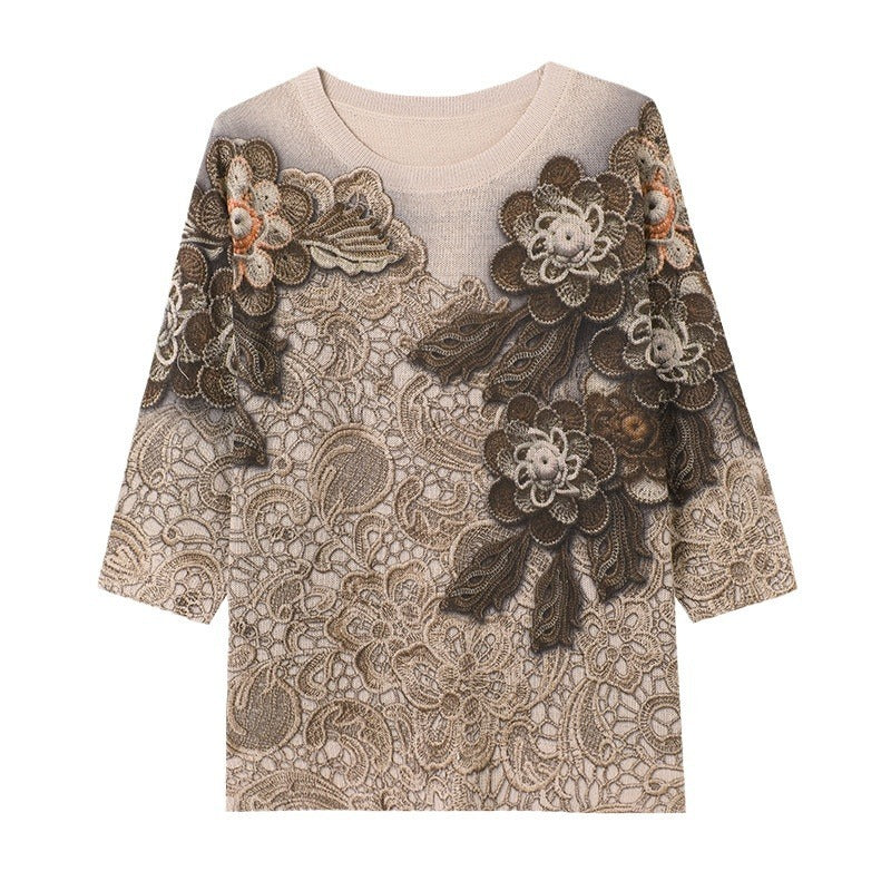 Plus Size Blouse For Middle-aged Women Knitwear