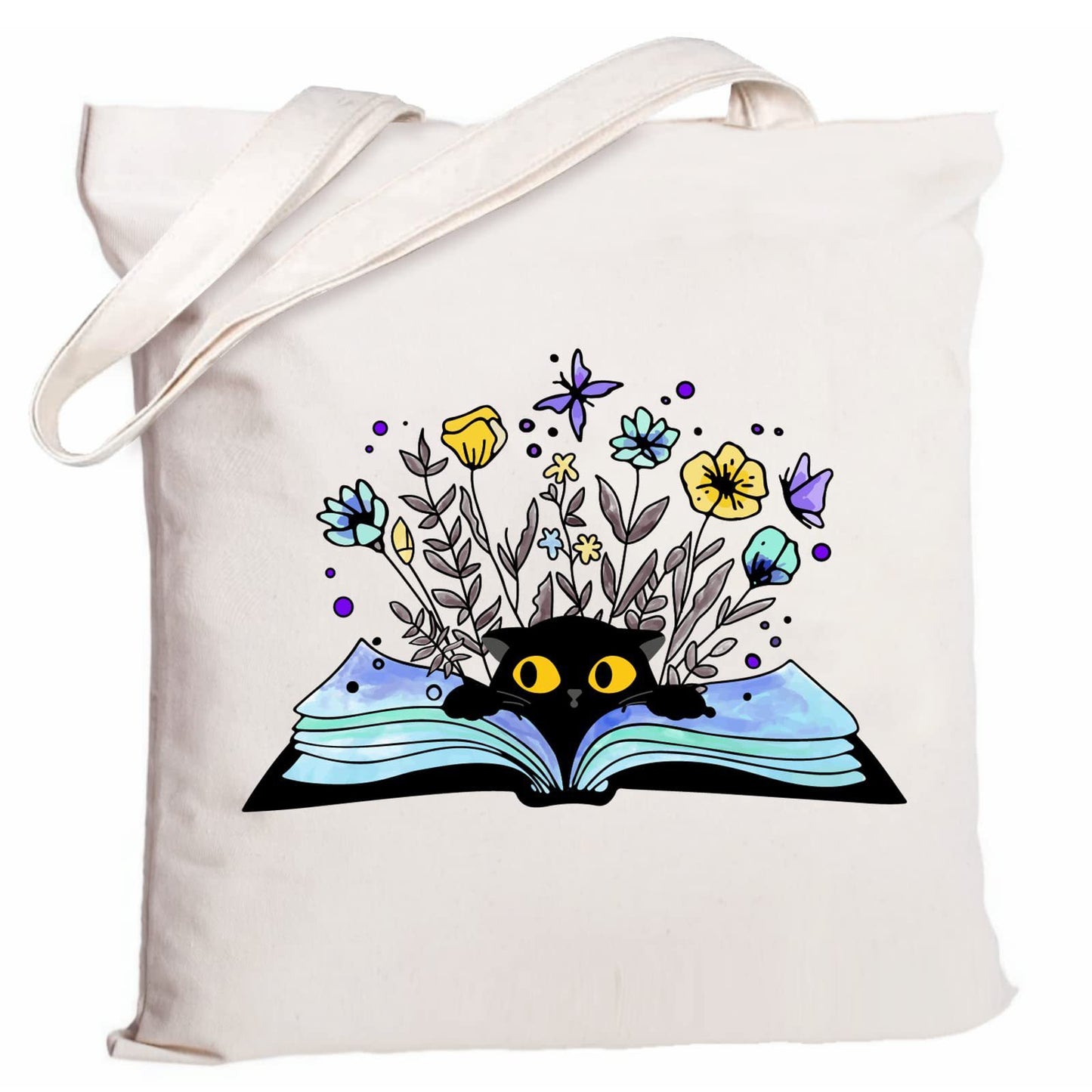 Cartoon Cat Printed Canvas Shoulder Bag