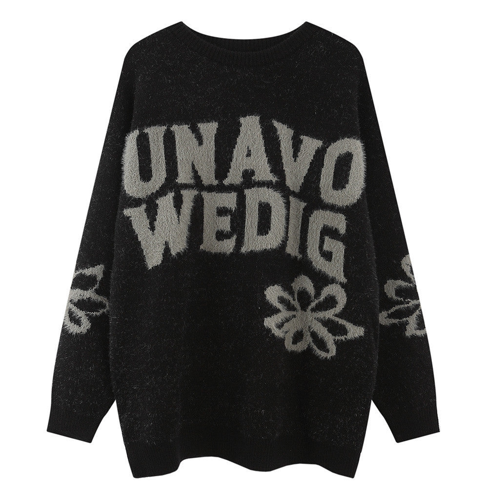 Tidejacquard Letter Fleece Sweater High Street Fashion Brand
