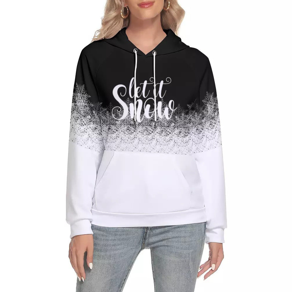 Snowflake Gradient Print Raglan Sleeve Hoodie Sweatshirt