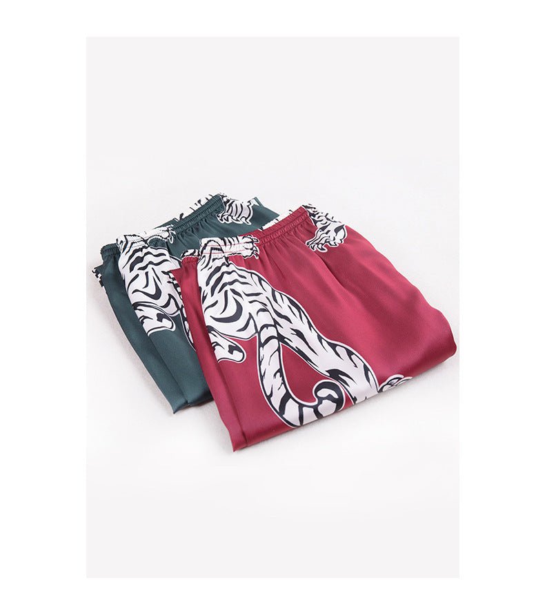 Men sleepwear Bottoms Silk Pajamas Print Long Sleep Pants - BAGMODA