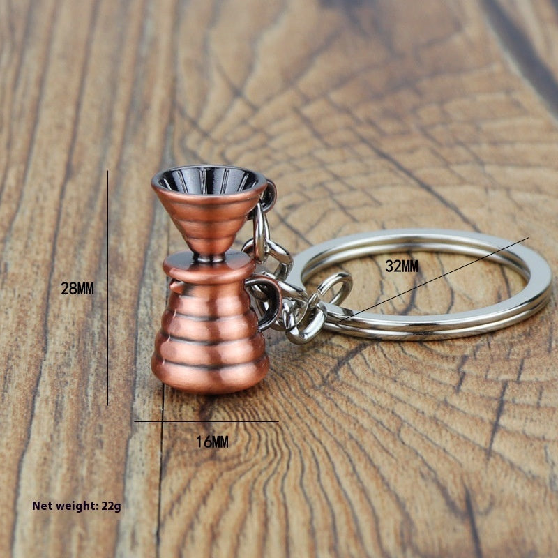 3D Coffee Keychain Metal Car Key Pendant