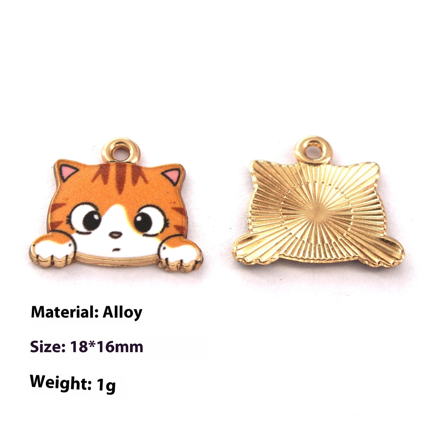 Japanese Style Kitten Cute Printed Cartoon DIY Dripping Oil Metal Alloy Earrings Key Ring Pendant Accessories