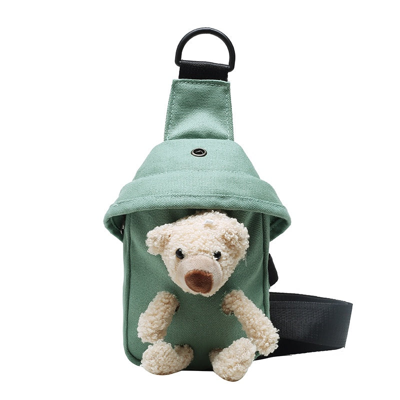 Girls Bear Canvas Chest Bag