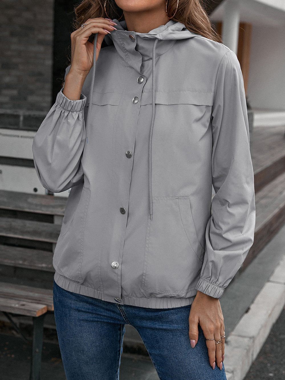 Hooded Raincoat Outdoor Sports Mountaineering Windbreaker Jacket Waterproof Coat Tops For Women