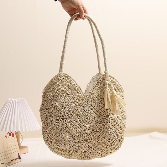 Chic Hollow Tassel Woven Tote