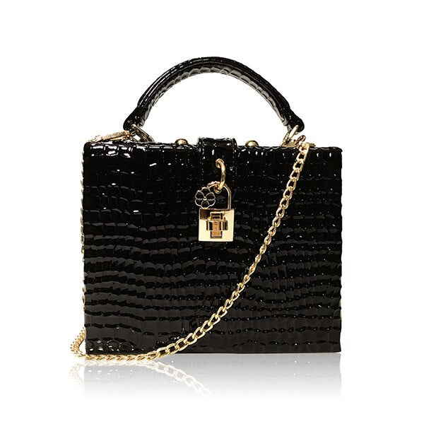 Snake Print Box Handbag