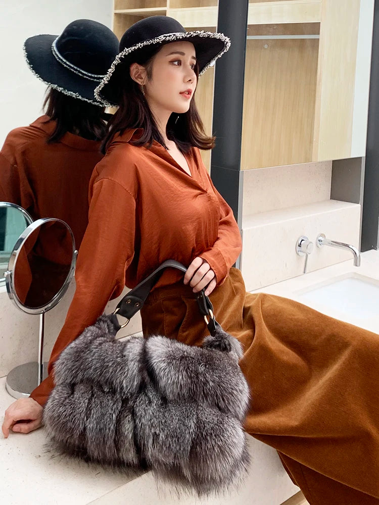 Winter Luxe Fox Fur Tote