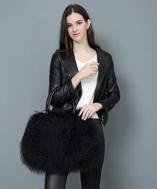 Mongolian Luxe Fur Shoulder Bag - BAGMODA