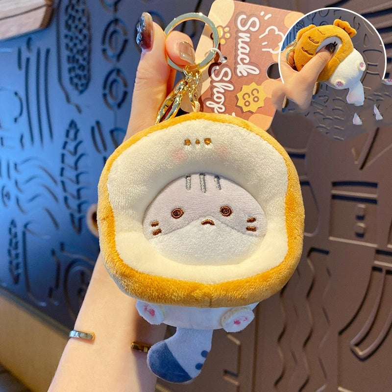 Plush Cocoa Cat Snack House Keychain Cute Doll