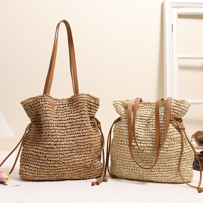 Drawstring Knitted Tote Bag