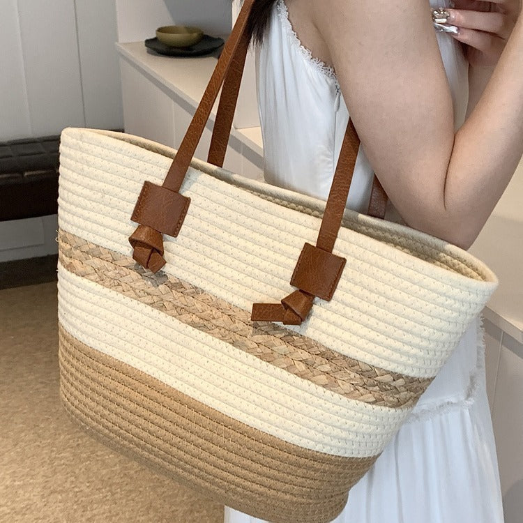 Seaside Luxe Straw Shoulder Bag