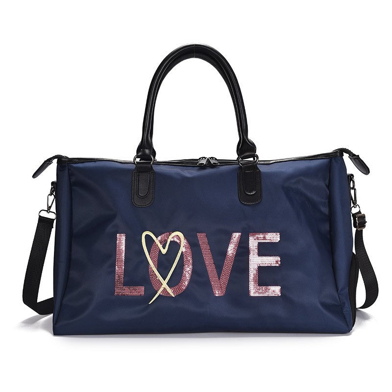 One-shoulder Carry Duffel Bag Large Capacity Waterproof Sequin Shoe Position Fitness Travel Bag