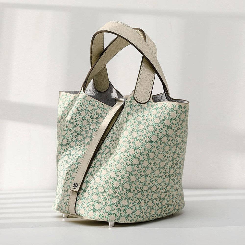 Bolso de piel de vacuno tipo cubo