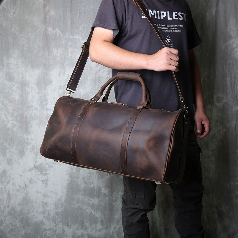 Retro Horse Leather Wear Trolley Case Travel Bag