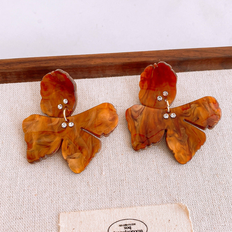 Silver Needle Resin Diamond Flower Earrings