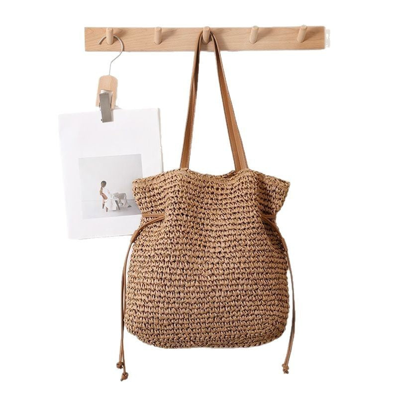Drawstring Knitted Tote Bag
