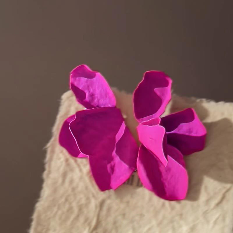 Silver Needle Fabric Flower Pendant Earrings For Women
