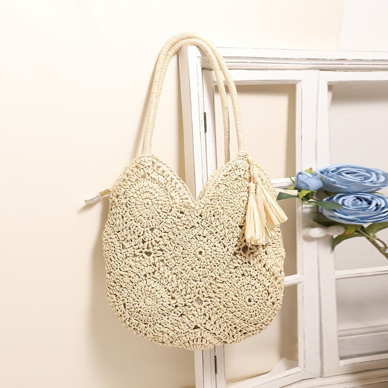Chic Hollow Tassel Woven Tote