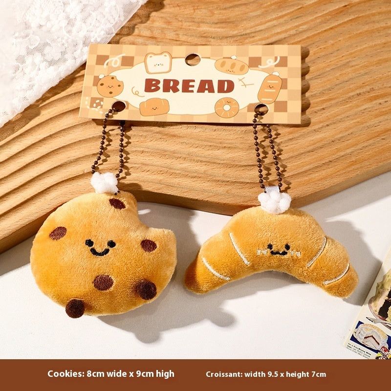 Cute Bread Match Car Keychain Pendant Small Gift Plush Doll Schoolbag Pendant Chain
