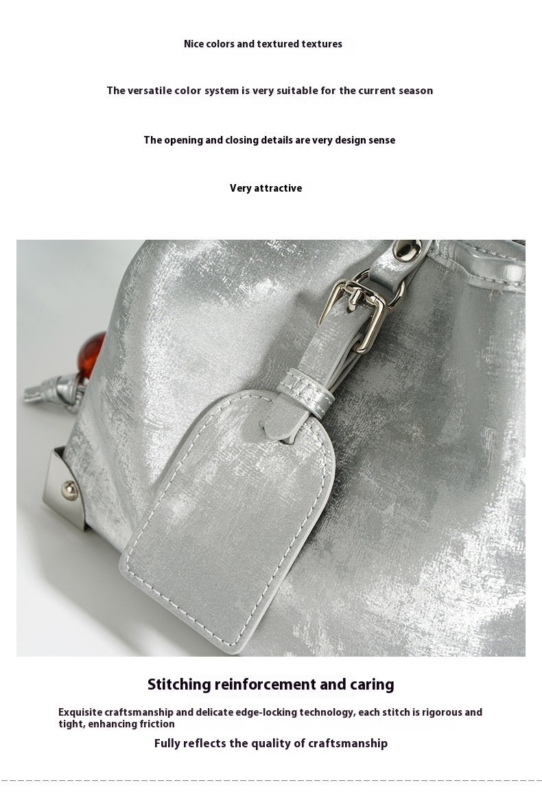 Satin Leather Shoulder Crossbody