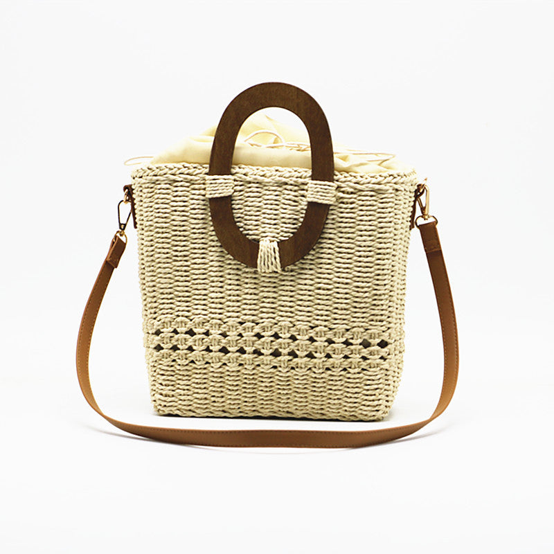 Damen One-Shoulder Hand-gehalten Grass Hollow Woven Paper