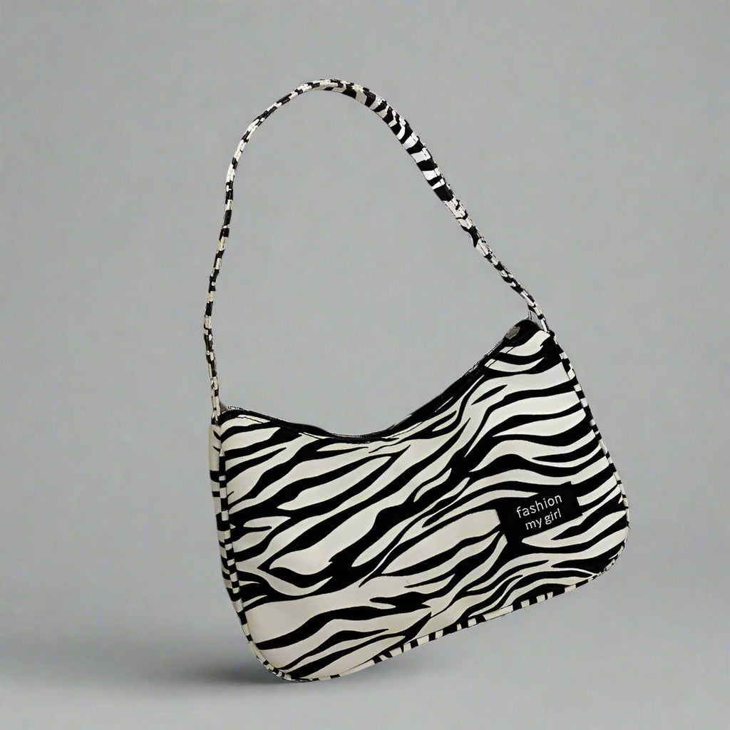 B&W Canvas Hobo Bag
