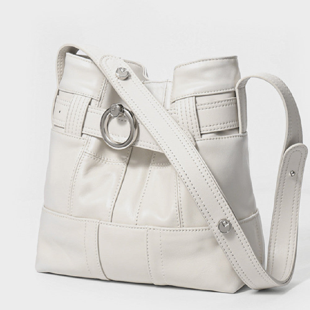 Cowhide Stitching Bucket Bag