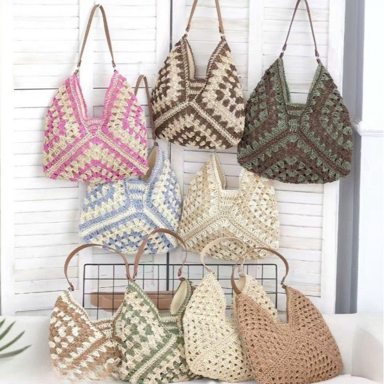 SunnyVibe Woven Square Tote - BAGMODA