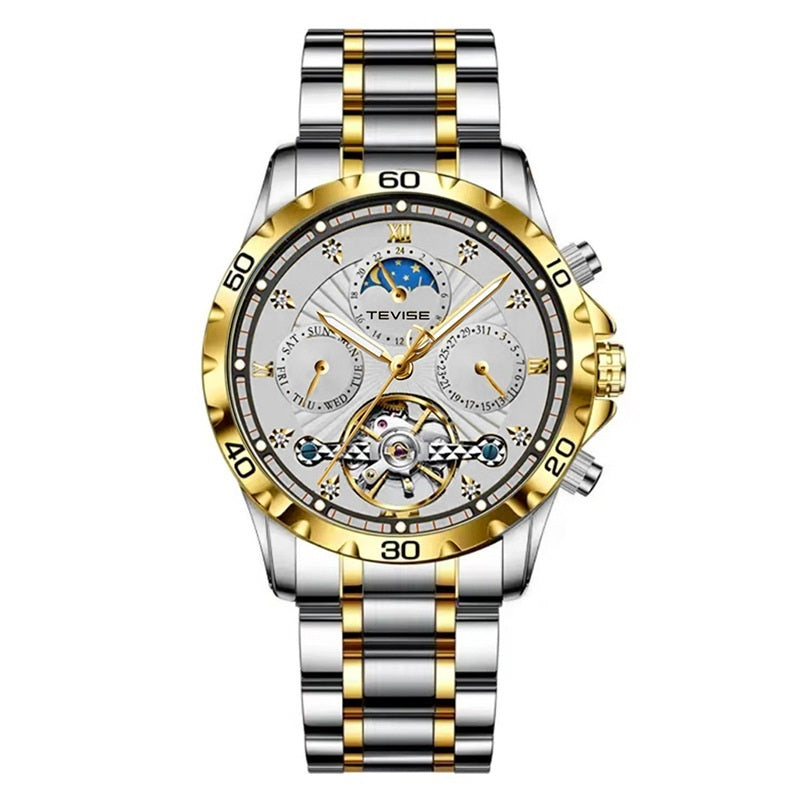 Fashion Business Men's Waterproof Tourbillon Steel Belt Mechanical Watch