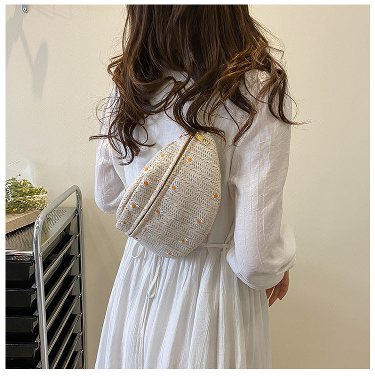 Summer Straw Waist Bag