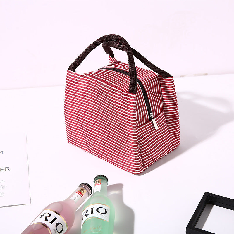 Portable Striped Aluminum Foil Insulation Bag Lunch Bag
