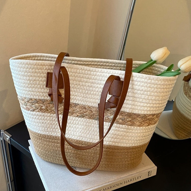 Seaside Luxe Straw Shoulder Bag