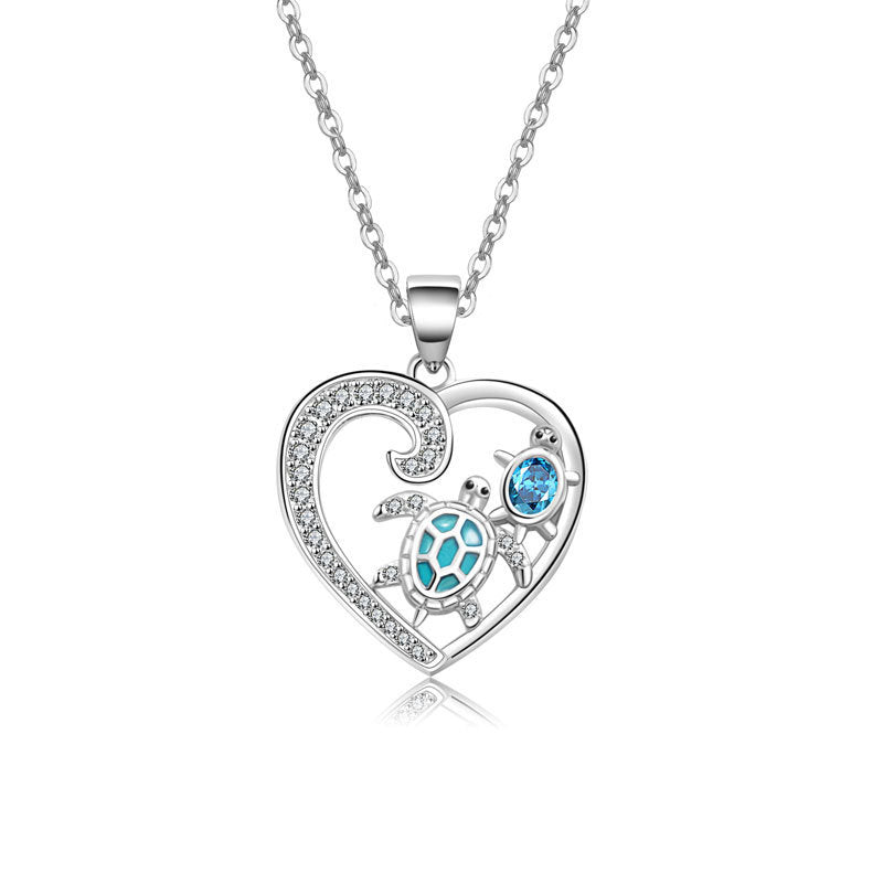 Love Turtle Animal Light Luxury Temperament Gorgeous Full Diamond Necklace
