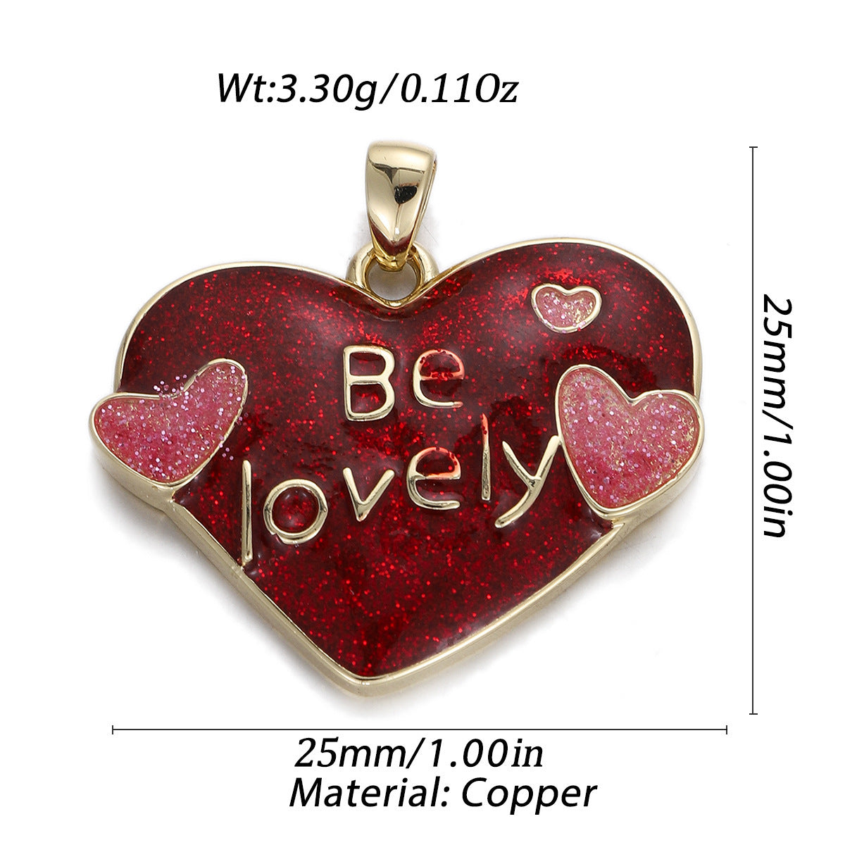 Oil Dripping Red Love Pendant Micro Inlaid Zircon Accessories