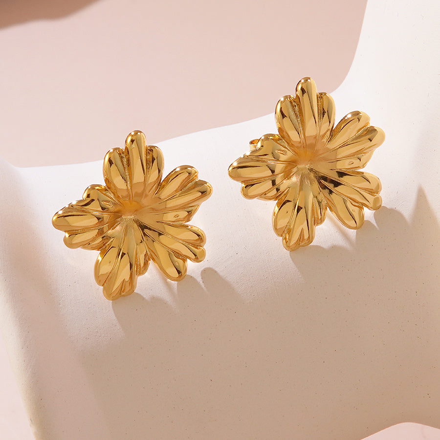 Sweet Personality Flower Pearl Titanium Steel Earrings