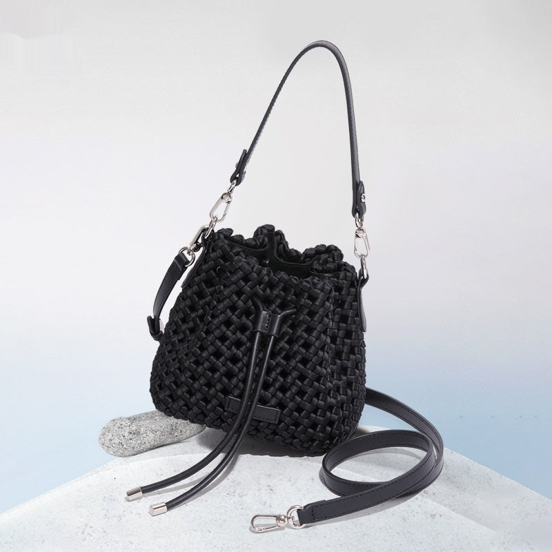 Hand-woven Windmill Knot Bucket Bag
