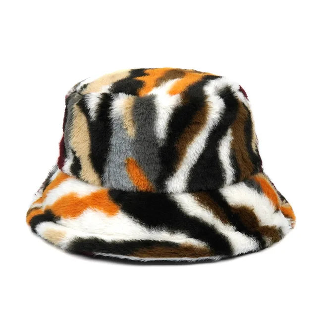 Panama Zebra Print Plush Velvet Hat