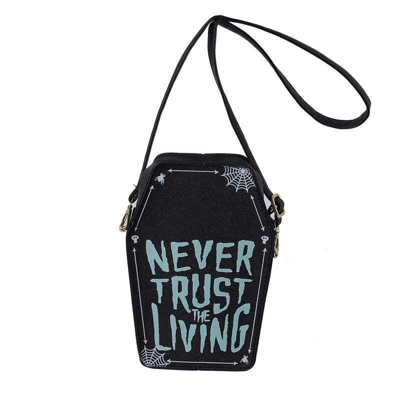 Dark Goth Style Printed Graffiti Square Bag